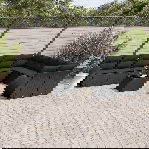  11-dijelni set vrtnih sofa od poliratana s jastucima crni Cijene