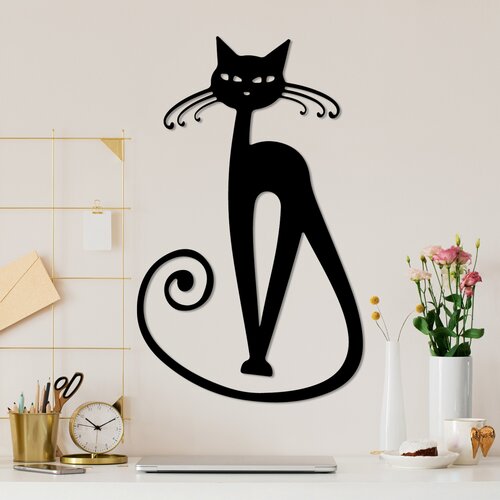 Opviq zidna dekoracija Cat 6, 37x60 cm, 1.5 mm, Crna Cene