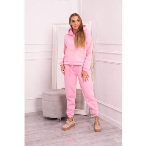 Kesi Insulated set with a sweatshirt with a tie at the bottom in powder pink Cene