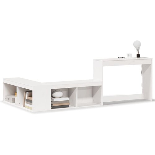 Maison Chic Nočna omarica - Nočna miza z mizo bela 45x39x57 cm trdna borovina, (21687206) Cene