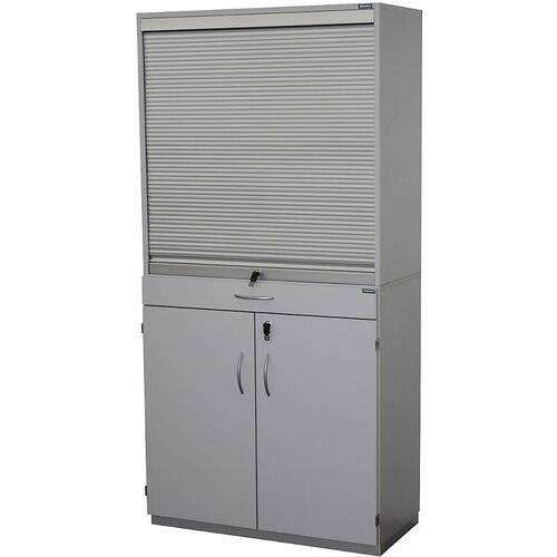 eurokraft pro Urejevalna omara z rolojem in spodnjo omarico, VxŠxG 1864 x 913 x 440 mm, 18 predelkov, svetlo siva RAL 7035 Cene