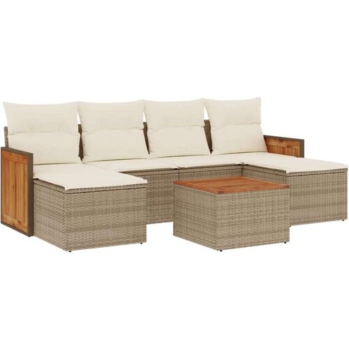 VidaXL 7-dijelni set vrtnih sofa od poliratana s jastucima bež Slike