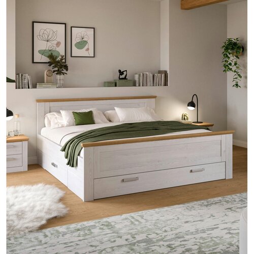 Livetastic POSTELJA 180 cm x 200 cm , leseni material barve macesna Slike