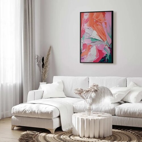  Plakat Pink Palette - vibrant shades of pink orange and green on canvas 60x90 Crni okvir Cijene