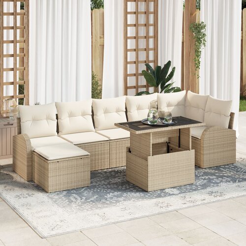VidaXL set vrtnih sofa od 8 komada s jastucima bež poli ratan Slike