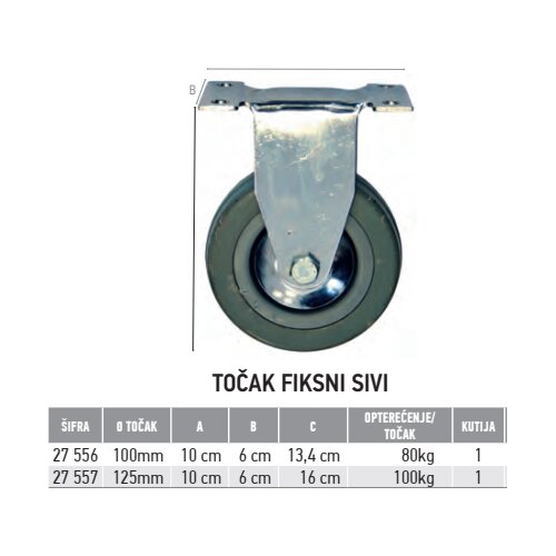 FF_Group FF tocak fiksni 125mm sivi Cene