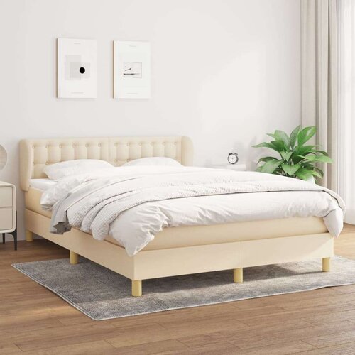  Box spring postelja z vzmetnico krem 140x200 cm blago, (20894511) Cene