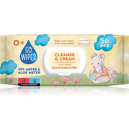 GOWipes Cleanse & Cream Sweet Almond Milk otroški nežni vlažni robčki z aloe vero 50 kos Cene