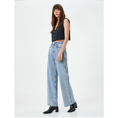 Koton Extra Wide Leg Jeans Normal Waist Cotton Pocket - Bianca Jean Cene