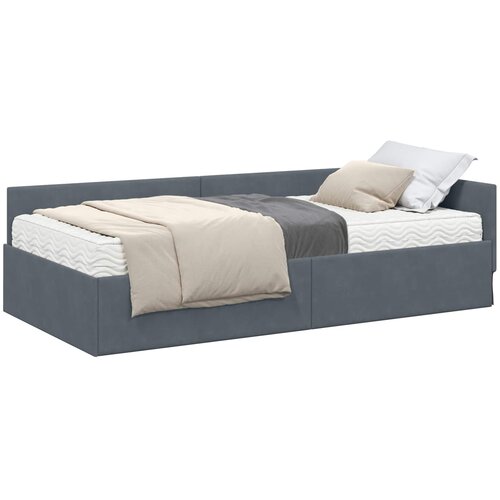 vidaXL Kotni okvir postelje z matrico Drugo 2 pcs Siva Žamet, (5000121337) Cene