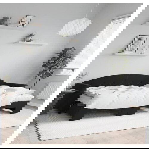 VidaXL Dnevni krevet na razvlačenje s madracima crni 80x200 cm bar&amp;scaron;un Slike