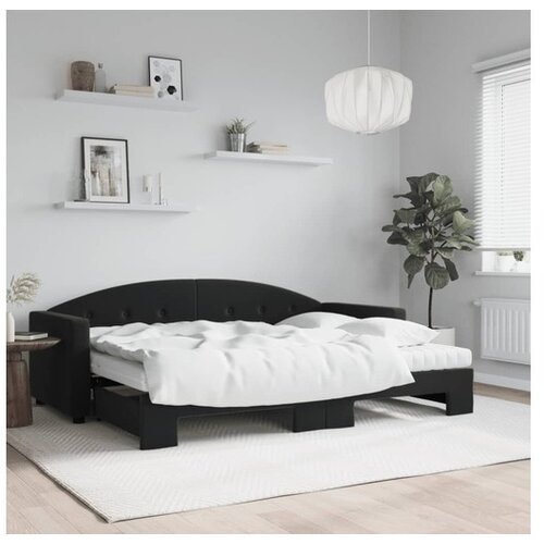 vidaXL Izvlečna dnevna postelja z vzmetnicami črna 80x200 cm Cene