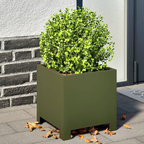  Vrtne sadilice 2 kom maslinastozelene 30x30x30 cm čelične Cene