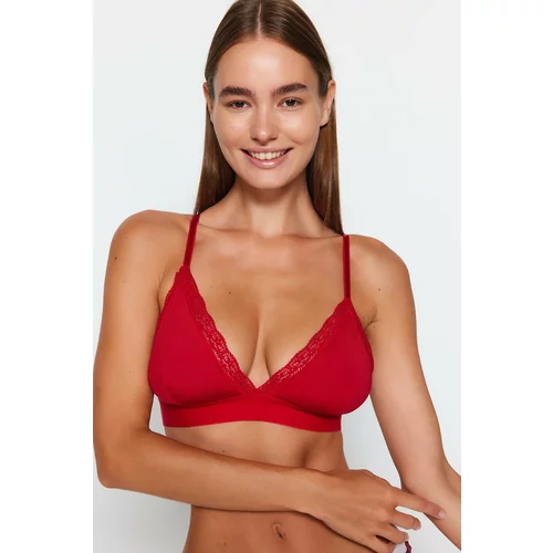 Trendyol Red Micro Lace Detail Stand-up Cap Bralette Bra