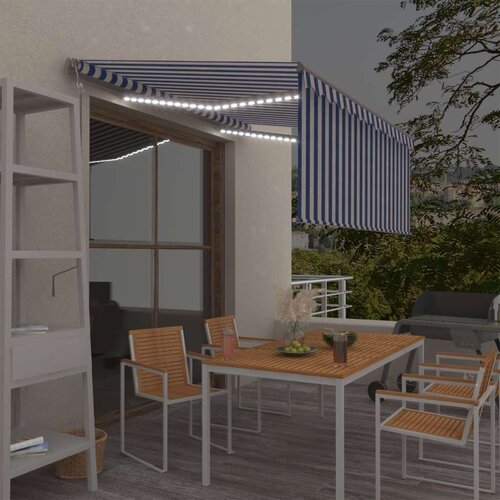  Automatska tenda s roletom i senzorom LED 3 5x2 5m plavo-bijela Cijene