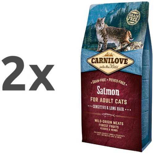 Carnilove cat adult sensitive & long hair - losos 2 x 6 kg Cene