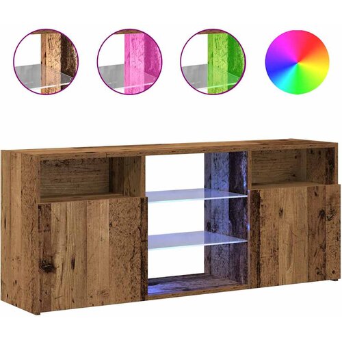 Maison Chic TV omarica - TV stojalo - Televizijska omarica z LED starinski les 120x30x50 cm inženirski les, (21699638) Slike