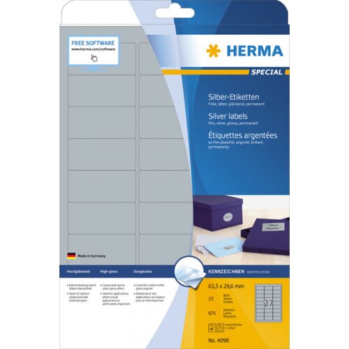 Herma etikete 63X29,7 A4/27 1/25 srebrna ( 02H4098 ) Cene