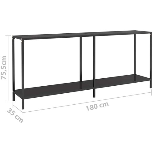  Konzolni stol crni 180 x 35 x 75,5 cm od kaljenog stakla Slike