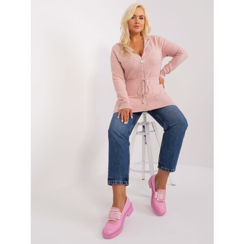 Fashion Hunters Light pink plus size cardigan with viscose Slike