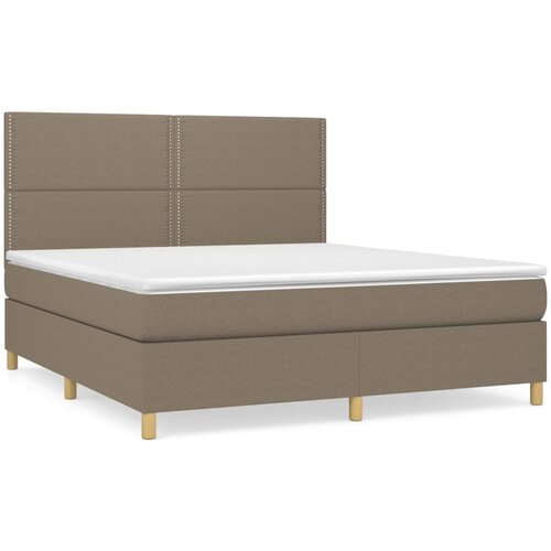 VidaXL Box spring postelja z vzmetnico taupe 160x200 cm blago, (20893170) Slike