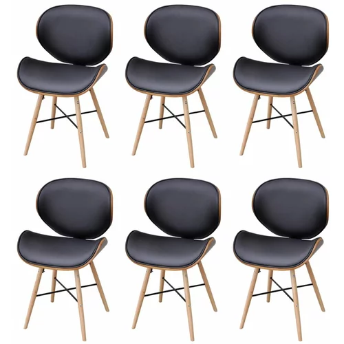  Blagovaonske stolice od zaobljenog drva i umjetne kože 6 kom