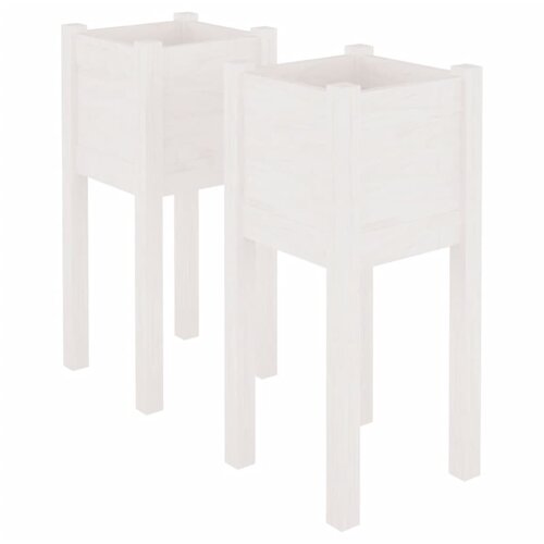 Maison Chic Vrtno cvetlično korito - Cvetlični Lonec 2 kosa belo 31x31x70 cm trdna borovina, (21789784) Cene