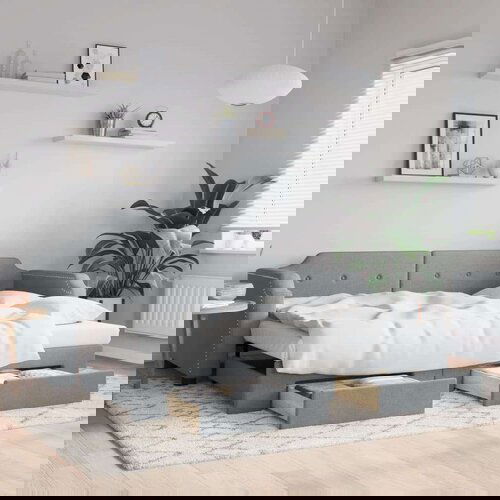  Dnevni krevet na razvlačenje svjetlosivi 90 x 190 cm od tkanine Slike