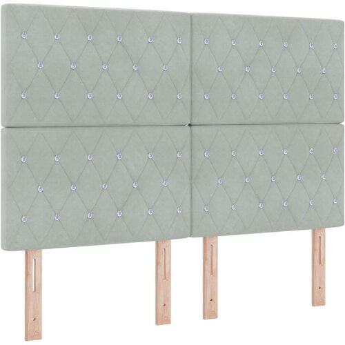VidaXL Box Spring Postelja z Blazino Svetlo Siva 140x200 cm Žamet Slike