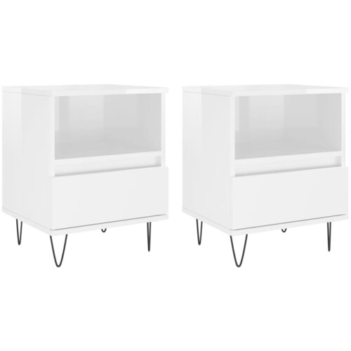 Maison Chic Dvo delni komplet Nočne omarice - Nočne mize visok sijaj bela 40x35x50cm inženirski les, (21687429) Slike