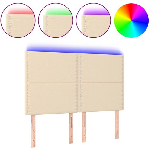 Maison Chic led posteljno vzglavje - vzglavna omarica - nočna omarica krem 144x5x118/128 cm blago, (21706636) Slike