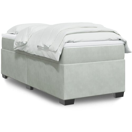 The Living Store Box spring postelja z vzmetnico svetlo siva 90x200 cm žamet - Box Spring Postelja, (21428216) Slike