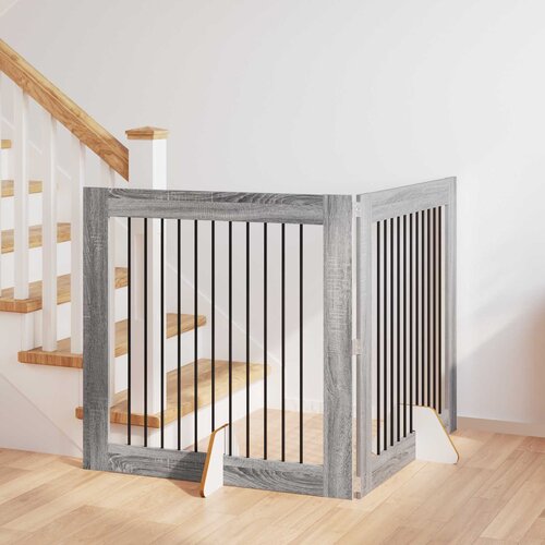  Vrata za pse s postoljem 2 pcs Siva sonoma 100 x 100 cm Cene