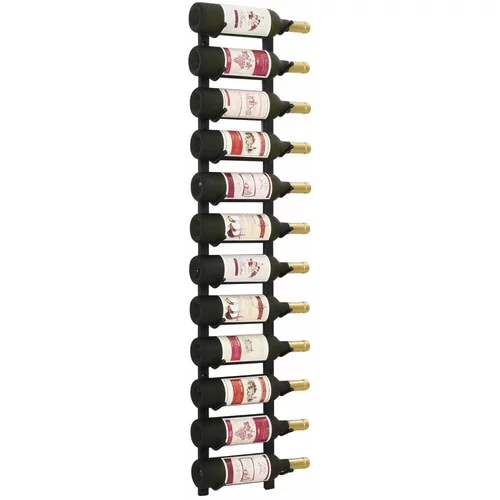  Zidni stalak za vino za 12 boca crni željezni