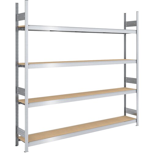 hofe Sestavljivi regal z velikimi policami z iverkami, višina 2500 mm, širina 2500 (2 x 1250) mm, obremenitev sklopa 1750 kg, globina 400 mm, osnovni Cene