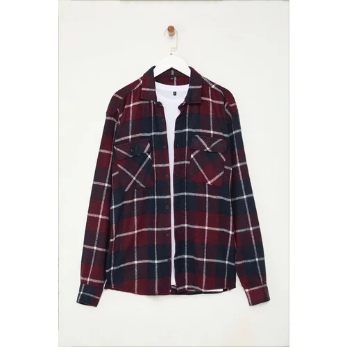 Trendyol Burgundy Plaid Lumberjack Winter Plus Size Shirt