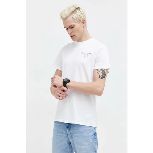 Tommy Jeans Bombažna kratka majica moški, bela barva