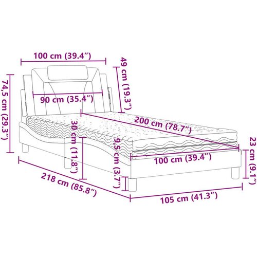 Krevet s madracem boja cappuccina 100 x 200 cm od umjetne kože Slike