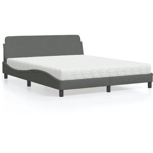 VidaXL Postelja z vzmetnico temno siva 160x200 cm blago Slike