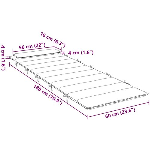 Jastuk za ležaljku smeđesivi 180x60x4 cm od tkanine Oxford Slike