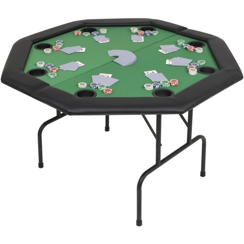 VidaXL Zložljiva 2-delna poker miza za 8 igralcev osemkotna zelena Slike