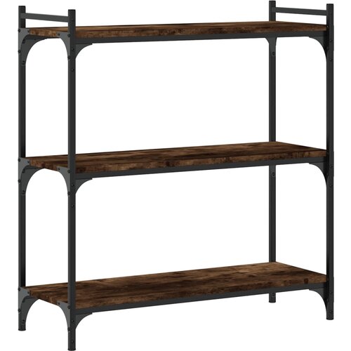 Maison Chic Knjižna omara - Knjižni regal 3-nadstropna dimljen hrast 80x30x86 cm inž. les, (21725535) Slike