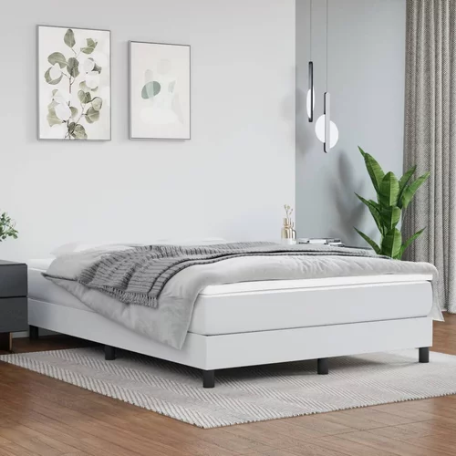 vidaXL Box spring postelja z vzmetnico bel 140x200 cm umetno usnje