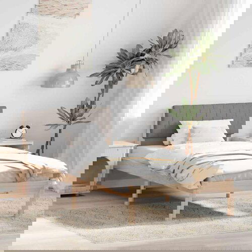 VidaXL Okvir kreveta Smeđa i taupe 90 x 200 cm Masivna borovina Slike