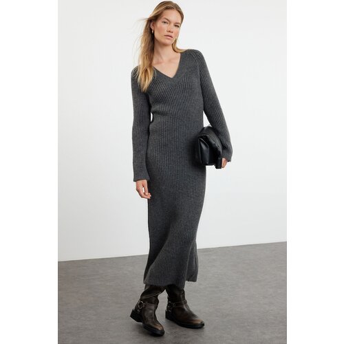 Trendyol anthracite Maxi Knitwear Wool Basic Dress Cene