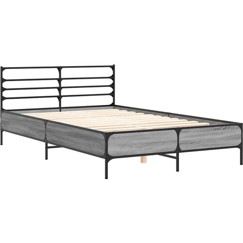  Okvir kreveta boja hrasta 120x200 cm konstruirano drvo i metal Siva 120 x 200 cm Slike