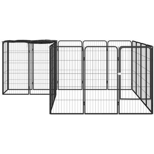  Ograda za pse s 18 panela crna 50 x 100 cm čelik obložen prahom Slike