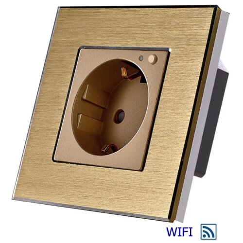 Exeshop 16A EU Wi-Fi WALL SOCKET AL Zlatni (TUYA) Slike