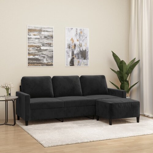 vidaXL trosed s stolčkom za noge črn 180 cm žamet Cene