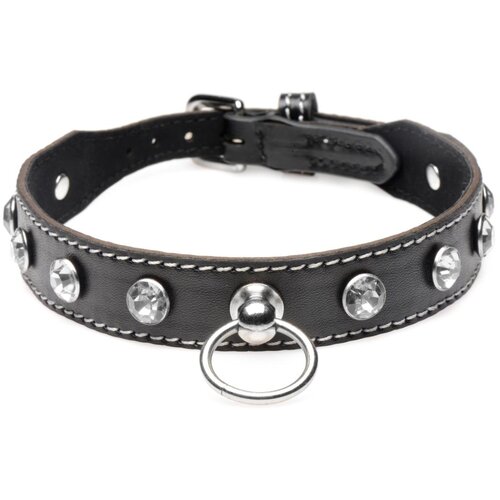 Strict Diamantni choker z obročkom, črn Cene